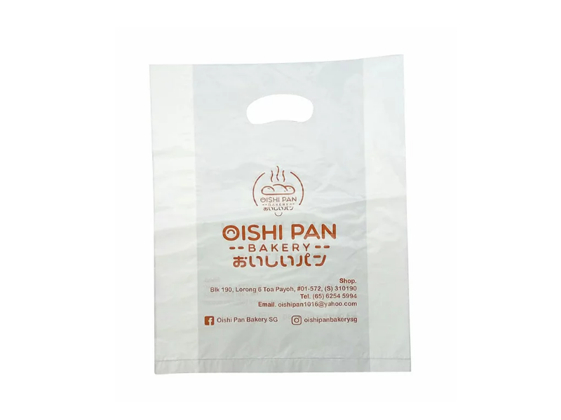 White HDPE Punch Hole Bag Printed 1 Colour 1 Side